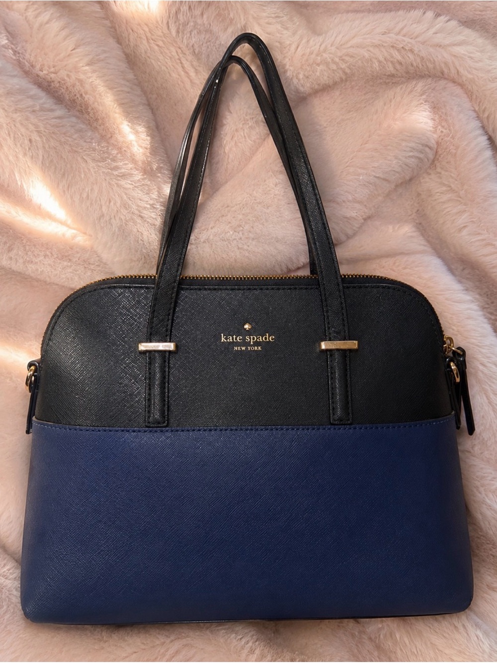Kate Spade Black and Navy Dome Satchel - Used Good Condition